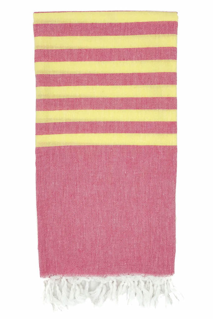clara hammam towel fuchsia pineapple design detail